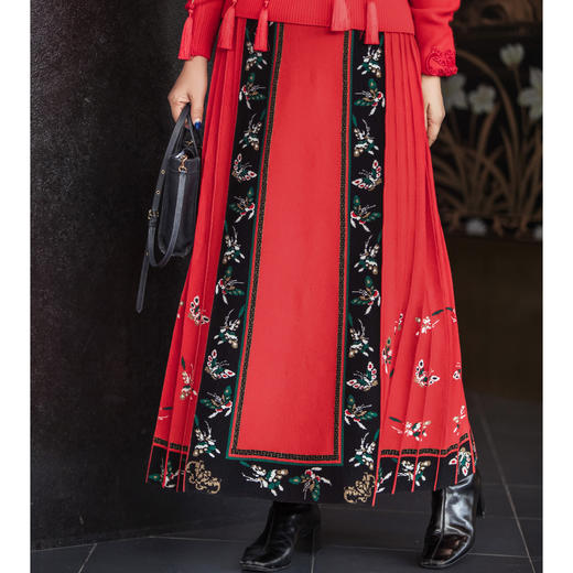 【林栖设计小店】福蝶鸣春|恭王府联名马面裙2026早春新款羊毛秋色毛织半身裙1961274 商品图1