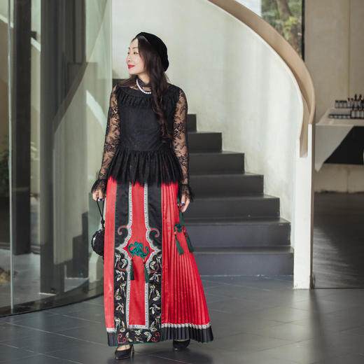 【林栖设计小店】恭王府联名|马面裙马上有福绣花2026早春新款半身裙女1961229 商品图2