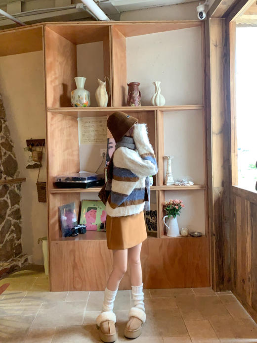 <曾小咸推荐>现货秒杀 ！微信超特价！3色韩系复古毛呢半裙 日常149.99 立减70 秒杀79.99！！杏咖蓝条毛衣秒杀89.99！！ 商品图6