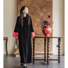 【林栖设计小店】福禄绵长|丝绒连衣裙恭王府联名2026早春新款女裙1961090