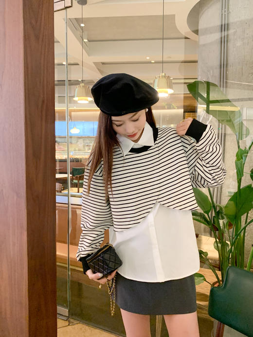 <曾小咸推荐>现货秒杀 ！微信超特价！条纹上衣+无袖衬衫2件套 日常169.99 立减80 秒杀89.99！！ 商品图7