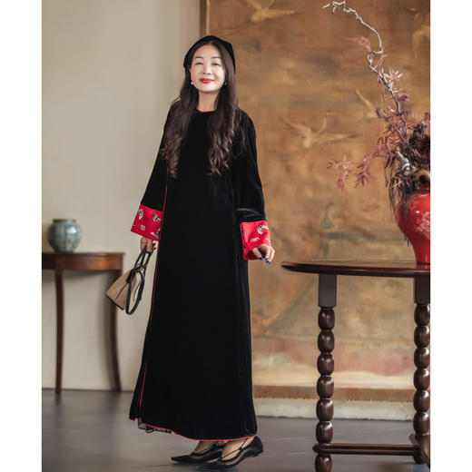 【林栖设计小店】福禄绵长|丝绒连衣裙恭王府联名2026早春新款女裙1961090 商品图1