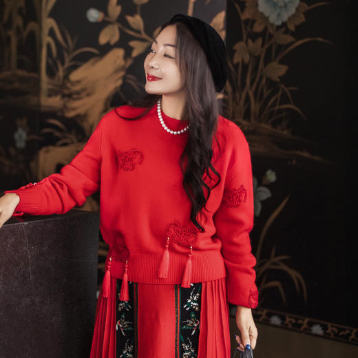 【林栖设计小店】八方来福|羊毛毛衣恭王府联名2026早春新款上衣女1961095 商品图2