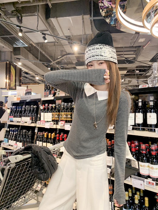 <曾小咸推荐>现货秒杀 ！微信超特价！韩系条纹翻领t恤 日常129.99 立减60 秒杀69.99！！ 商品图9