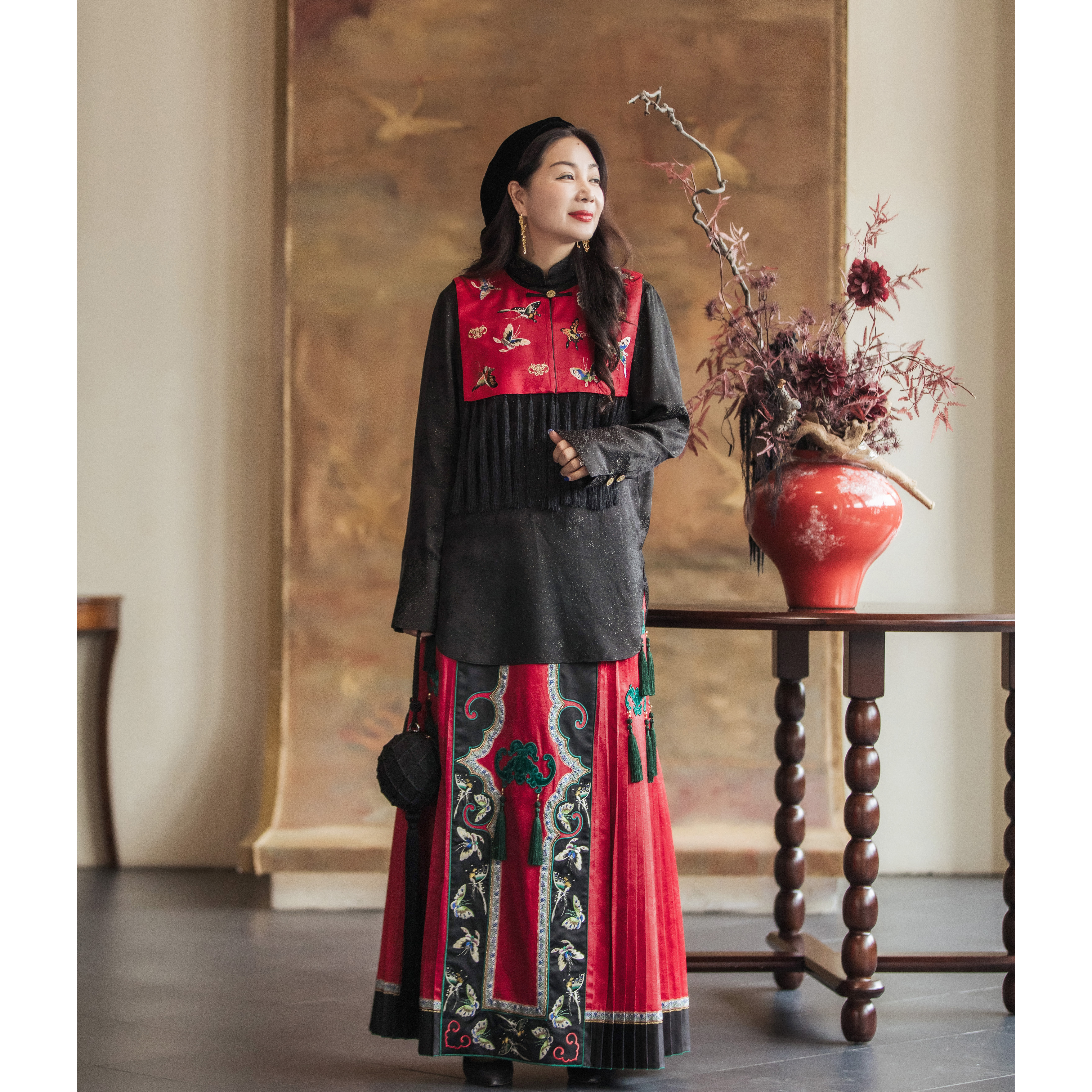 【林栖设计小店】恭王府联名|马面裙马上有福绣花2026早春新款半身裙女1961229