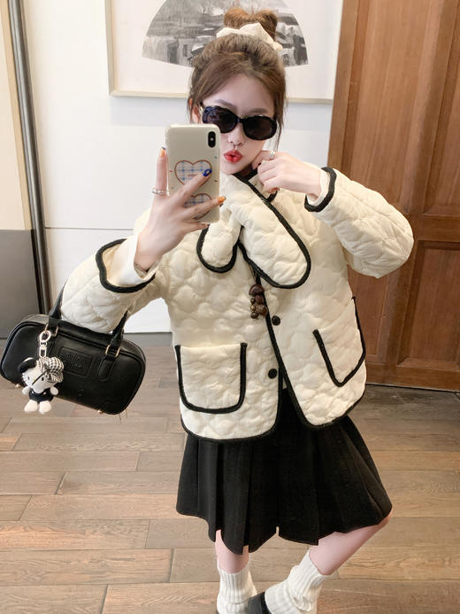 <曾小咸推荐>现货秒杀 ！微信超特价！韩系菱格羊羔毛外套 日常299.99 立减150 秒杀149.99！！蝴蝶结印花打底衫 秒杀59.99！！ 商品图14