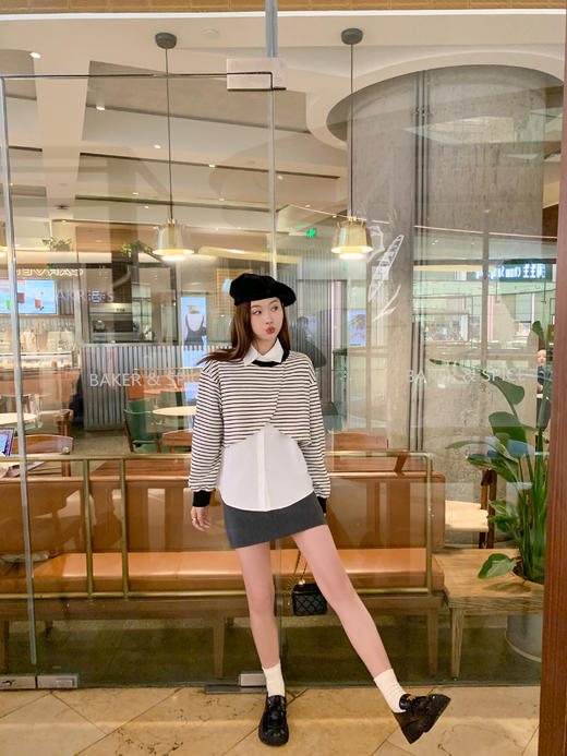 <曾小咸推荐>现货秒杀 ！微信超特价！条纹上衣+无袖衬衫2件套 日常169.99 立减80 秒杀89.99！！ 商品图8