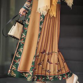 【林栖设计小店】福蝶鸣春|恭王府联名红色马面裙2026早春新款羊毛秋色毛织半身裙1961274