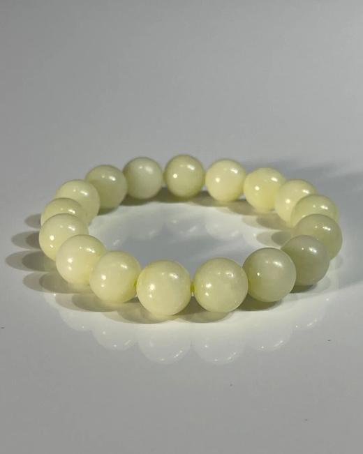 和田淡黄白玉圆珠手链，顺丰包邮 商品图8