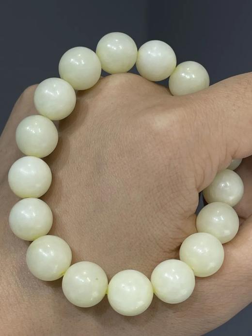 和田淡黄白玉圆珠手链，顺丰包邮 商品图14