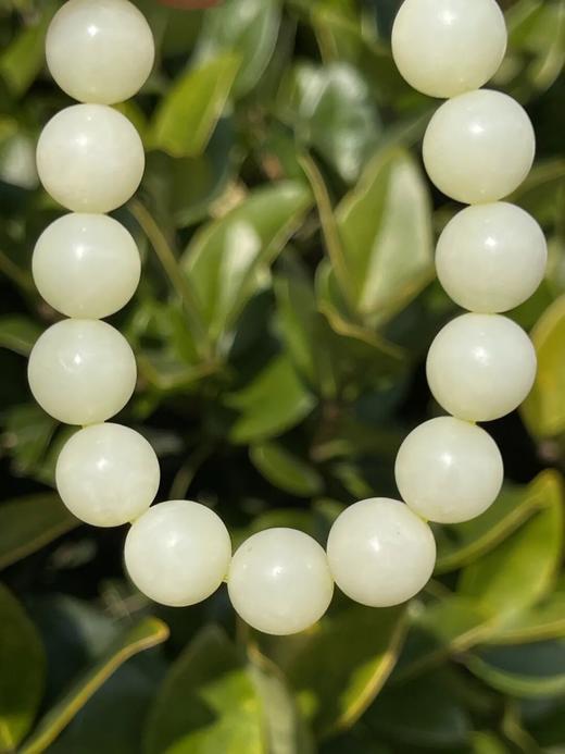 和田淡黄白玉圆珠手链，顺丰包邮 商品图6