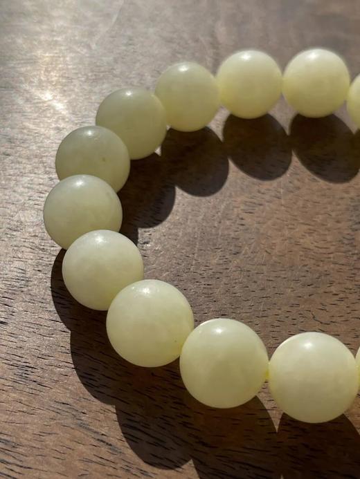 和田淡黄白玉圆珠手链，顺丰包邮 商品图12