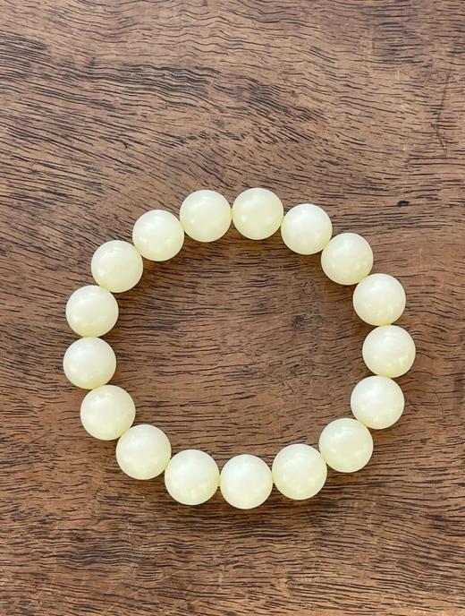 和田淡黄白玉圆珠手链，顺丰包邮 商品图11
