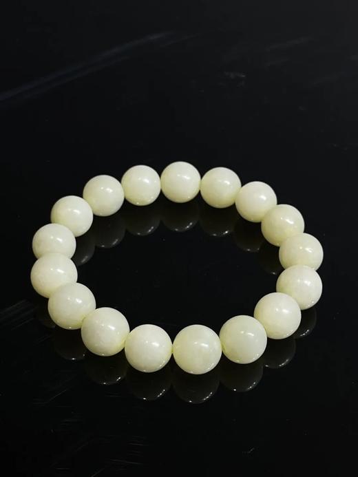 和田淡黄白玉圆珠手链，顺丰包邮 商品图3