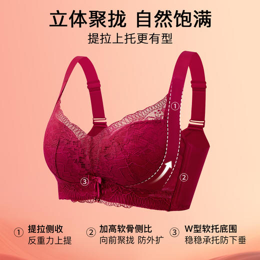 F1-【79元2件】【A-B杯】【小胸聚拢显大】润微性感蕾丝女士内衣上托收副乳调整型无钢圈文胸罩 时秋晴雨 商品图8