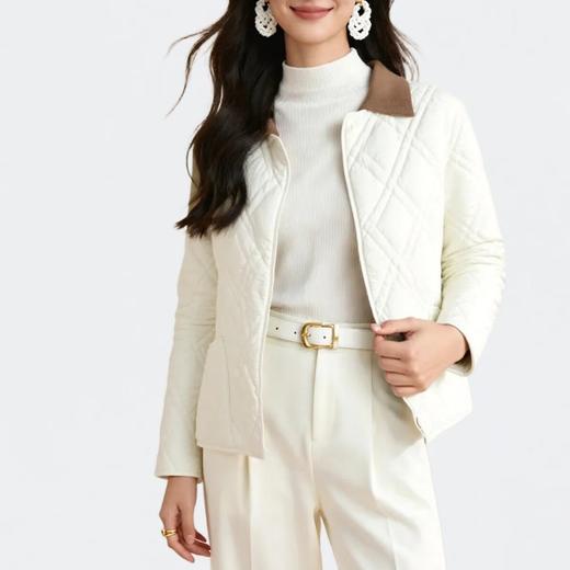 【可拆卸翻领 一衣两穿】姹弥空气层可拆翻领羊毛外套 羊毛填充柔软保暖轻盈 菱格型绗缝工艺美观锁温不跑绒 百搭舒适 商品图2