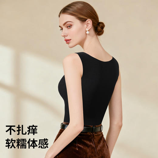 C1F1-【79元2件】【🔥含绵羊毛桑蚕丝】润微带胸垫保暖背心女秋冬打底高弹力修身舒适百搭可外穿背心内衣  雾纱思语 商品图3