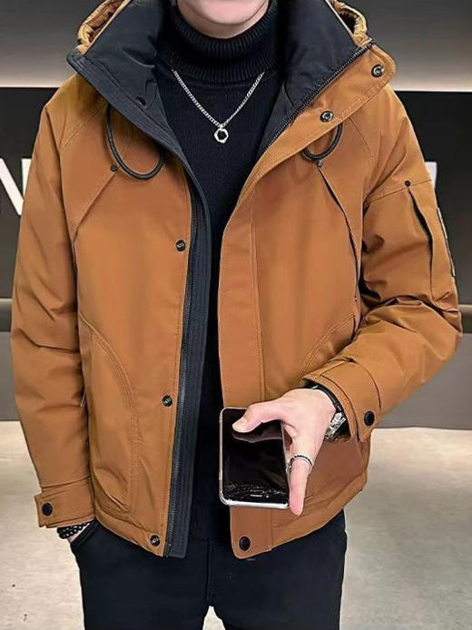 【优质鸭绒防风防水❗️亲肤舒适耐磨抗皱】男士防寒服冬季新款加厚保暖冬装美式休闲白鸭绒连帽外套男。jb 商品图4