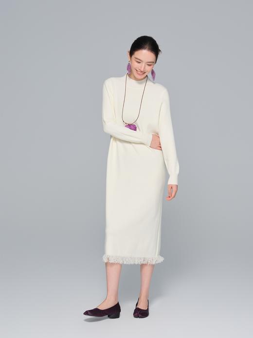 小流苏羊毛针织混纺小直筒半高领毛衣裙 商品图4