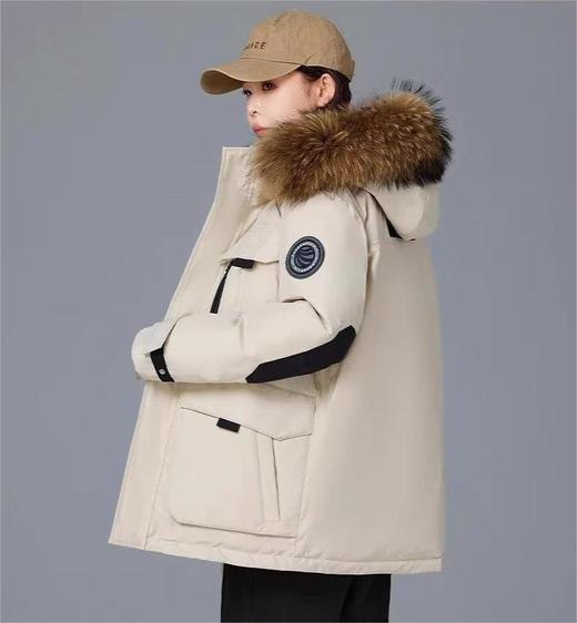 【保暖锁温❗️时尚简约】2025新款加厚情侣工装防寒服冬季男女中长款带毛领户外保暖羽绒服。jb 商品图3
