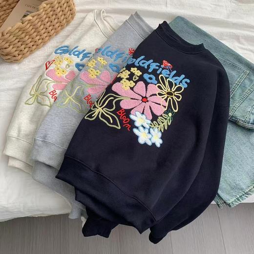 【专柜品质】重磅韩版棉质圆领卫衣 秋冬加绒加厚美式宽松上衣 商品图5