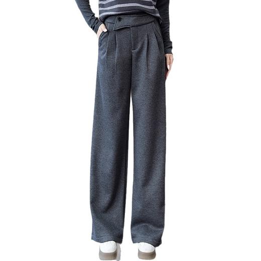 YM 8576高腰加绒毛呢阔腿裤宽松垂感休闲裤 商品图4