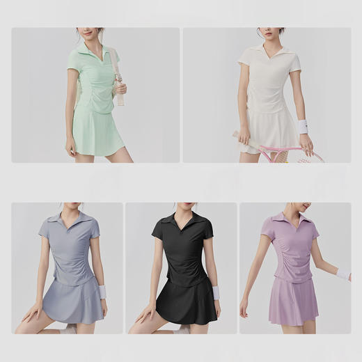 【限时秒】YOGACODE【火树银花系列】网球原纱防晒运动套装女户外休闲透气瑜伽服DWY116102+116103 商品图3