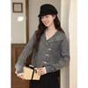 鹿向南「月光典藏」假两件蕾丝拼接针织毛衣女冬季设计感灰色上衣 商品缩略图3