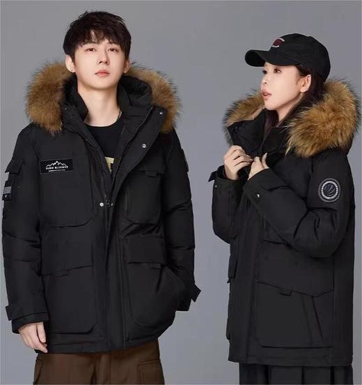 【保暖锁温❗️时尚简约】2025新款加厚情侣工装防寒服冬季男女中长款带毛领户外保暖羽绒服。jb 商品图4