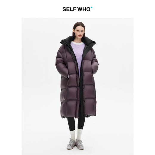 SELFWHO90白鸭绒连帽高领长款羽绒服女2025冬季新款防风保暖外套 商品图3