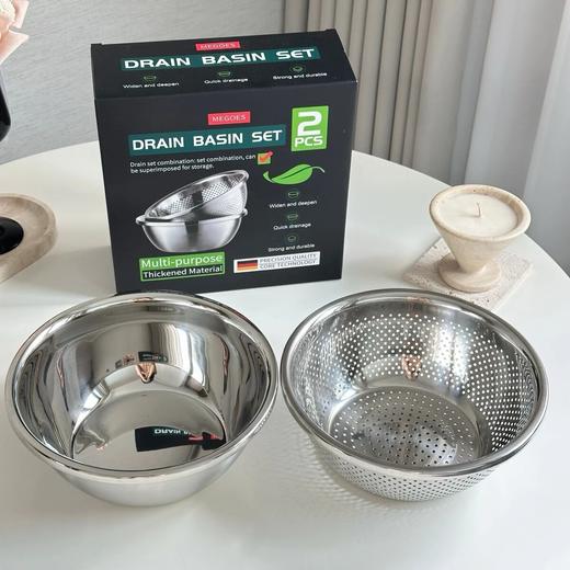 洗沥盛装多功能不锈钢沥水盆两件套 商品图0
