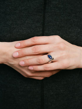 ABOAB｜silver Tilt Marquise Ring [ 戒指 银青金石 ]【WITHIN THE HORIZON】