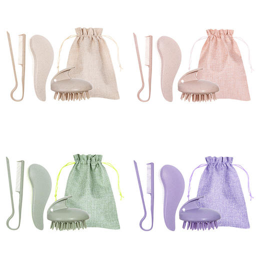 【拍一发4❗️美发梳刷套装】选用麦秸材质，柔软梳齿轻松起泡，顺发洗发多效合一，顺发造型抚平毛躁，经絡梳随身携带直发梳家用洗头按摩刷QQ 商品图2