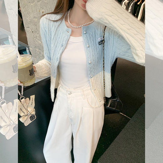 <曾小咸推荐>4.5 现货秒杀 ！微信超特价！撞色麻花肌理针织开衫 日常159.99 立减80 秒杀79.99！！ 商品图3