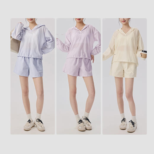 【限时秒】YOGACODE【火树银花系列】原纱防晒健身套装女户外防紫外线休闲两件套DWM116024+116073 商品图3