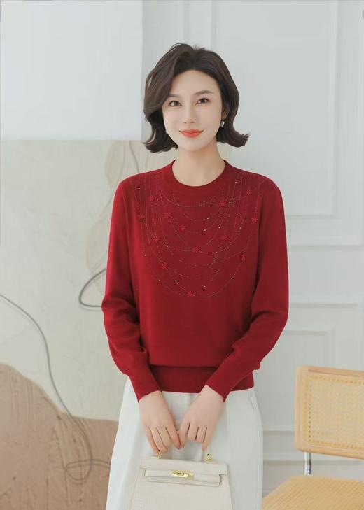 SZ6E06_胭脂色_针织衫_冬季_圆领宽松百搭通勤气质_高级女装_BERNIEELEN 伯妮斯茵 商品图0