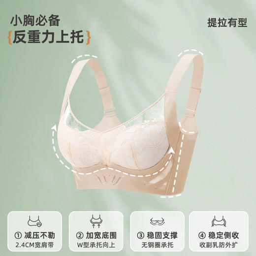 雅黛俪女士文胸小胸聚拢显大提拉有型性感蕾丝网纱透气舒适内衣胸罩 商品图5