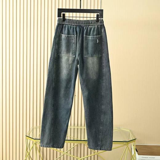 Hazzys哈吉斯冬季男士加绒加厚弯刀宽松直筒休闲牛仔长裤 商品图1