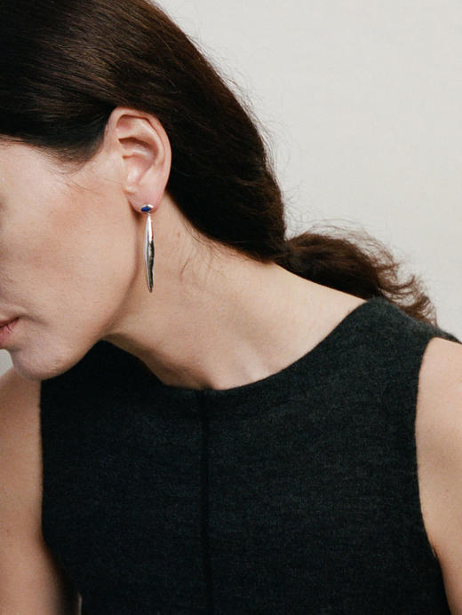 ABOAB｜Navette Metal Earrings [ 耳环 银青金石 / 金黑玛瑙 ]【WITHIN THE HORIZON】 商品图2