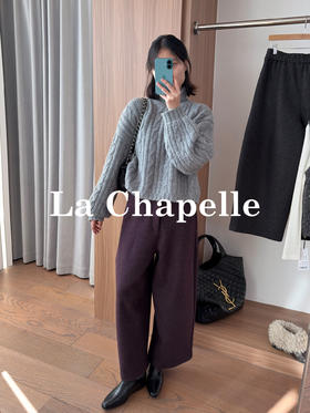 专柜实拍【毛呢阔腿裤】拉夏贝尔/La Chapelle小个子遮跨显瘦垂感有型高质感阔腿弯刀裤九分裤