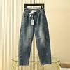Hazzys哈吉斯冬季男士加绒加厚弯刀宽松直筒休闲牛仔长裤 商品缩略图5
