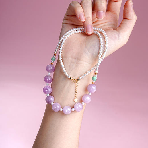 紫锂辉水淡水珍珠项链天然轻奢颈饰明星同款穿搭心意礼物 商品图5