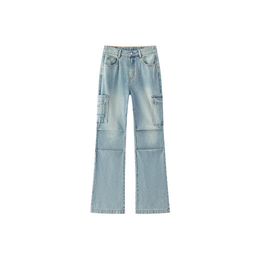 商场同款|森马牛仔裤女春喇叭长裤2026新款炸街酷飒风美式工装裤 商品图4