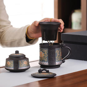 【坚持岩矿紫泥❗️匠心好器礼赠有面】紫砂茶杯带盖过滤茶水分离杯高级办公杯马克杯家用个人泡茶杯礼盒。jb