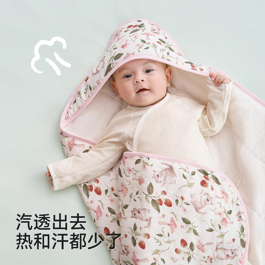 【防惊跳+小风竹系列】英氏新生儿包被抗菌夹恒温棉包单竹棉宝宝外出襁褓婴儿抱被 商品图2