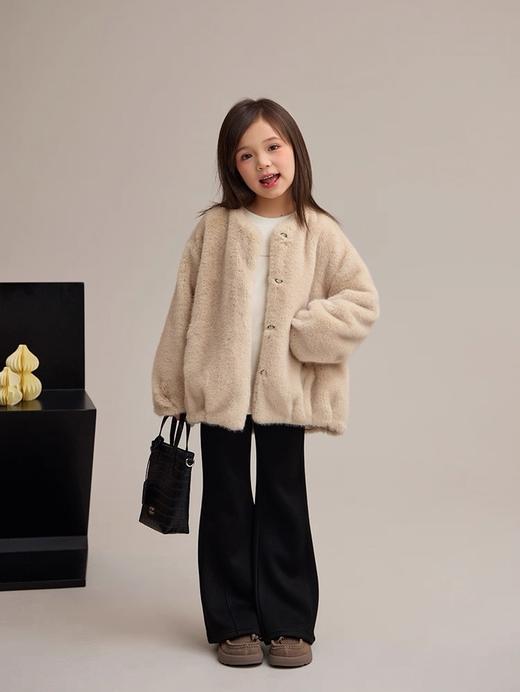 儿童版女宝微喇奶盖加绒高弹显瘦松紧腰喇叭裤 商品图2