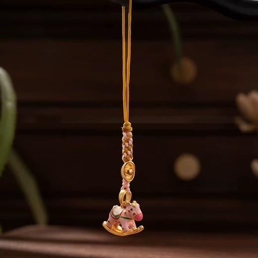 古法金沙【马年！马卡龙金沙瑶瑶马挂件】新中式汽车钥匙挂件 多巴胺手机链 摇摇木马可爱女精致小礼物吊坠 商品图2