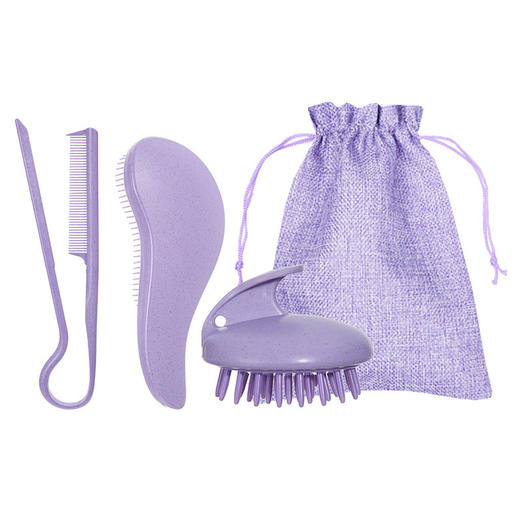 【拍一发4❗️美发梳刷套装】选用麦秸材质，柔软梳齿轻松起泡，顺发洗发多效合一，顺发造型抚平毛躁，经絡梳随身携带直发梳家用洗头按摩刷QQ 商品图3