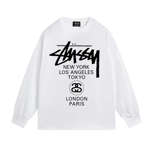 斯图西 经典巡游系列印花情侣圆领长袖T恤 商品图3