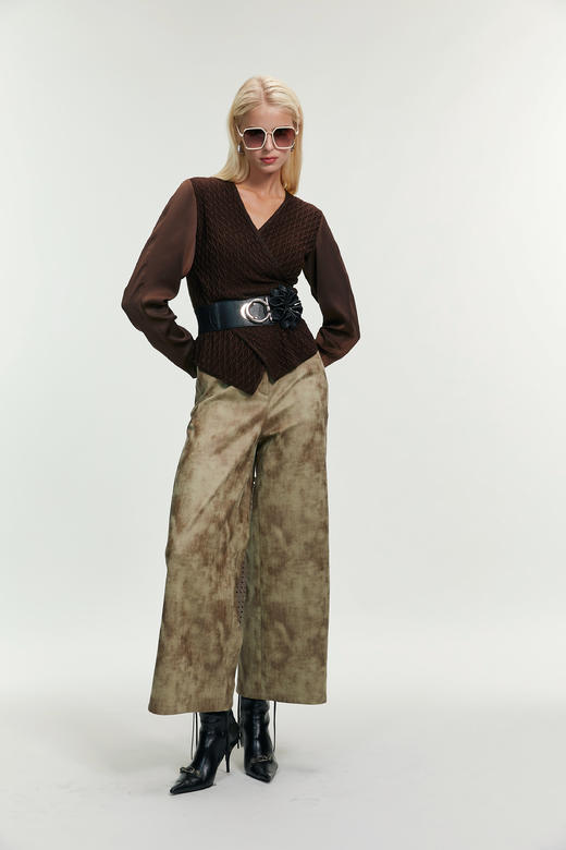 SAFICOO 优雅女人 交叉设计 收腰显瘦针织衫 商品图0